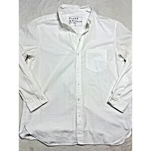 Frank & Eileen Joedy White Italian Cotton Oversized Boyfriend Button Down Sz L